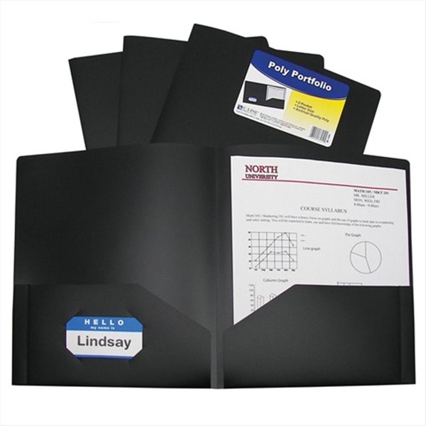 C-Line Products C-Line Products 33951BNDL18EA Two-Pocket Heavyweight Poly Portfolio Folder  Black - Set of 18 Folders 33951BNDL18EA